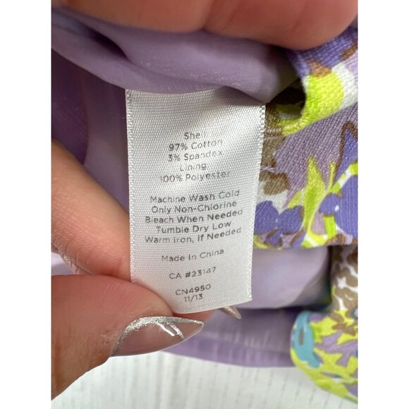 Talbots Petites Womens Skirt Sz 8P Lined Pencil Purple Floral Ditzy CottageCore - Picture 5 of 9